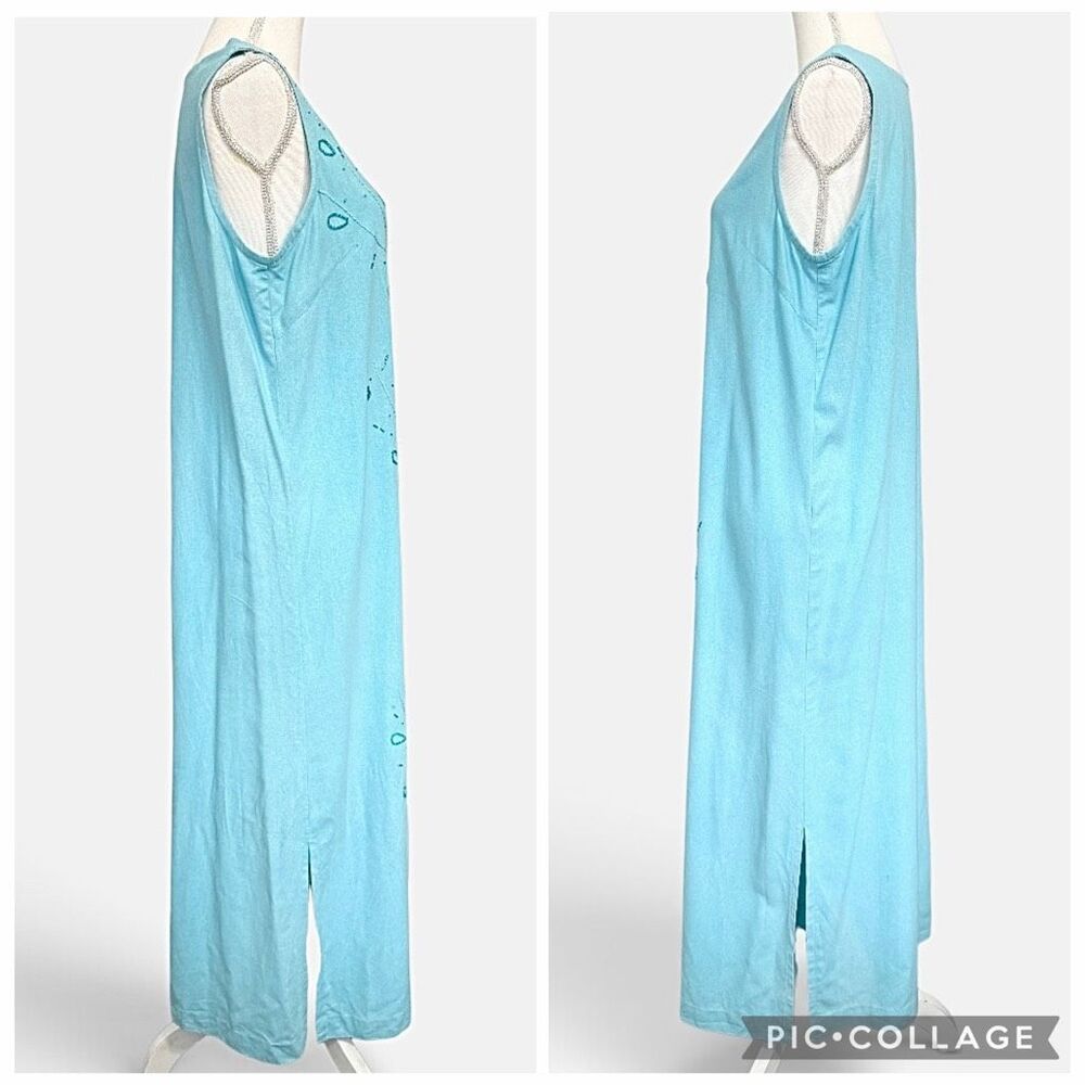 Lutar Silk Aqua Maxi Dress Set Sz M *Fading - Picture 6 of 10